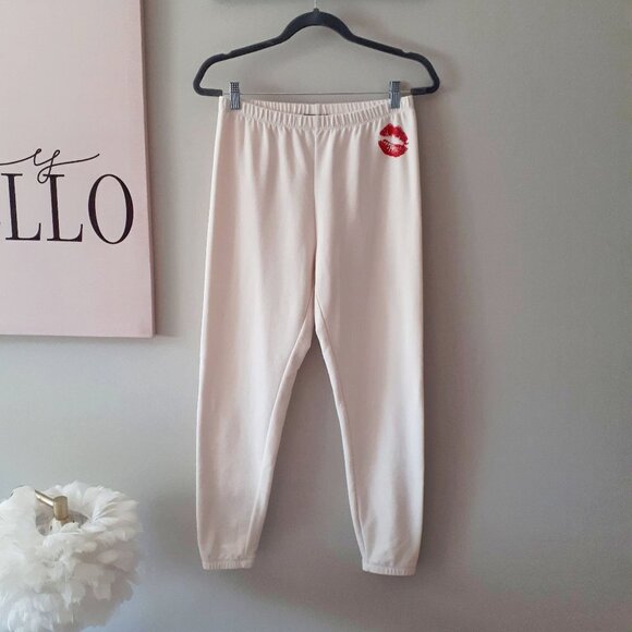 NWT Wildfox cotton blend vanilla cream “Smooches” jogger trackpants, S - Picture 7 of 13